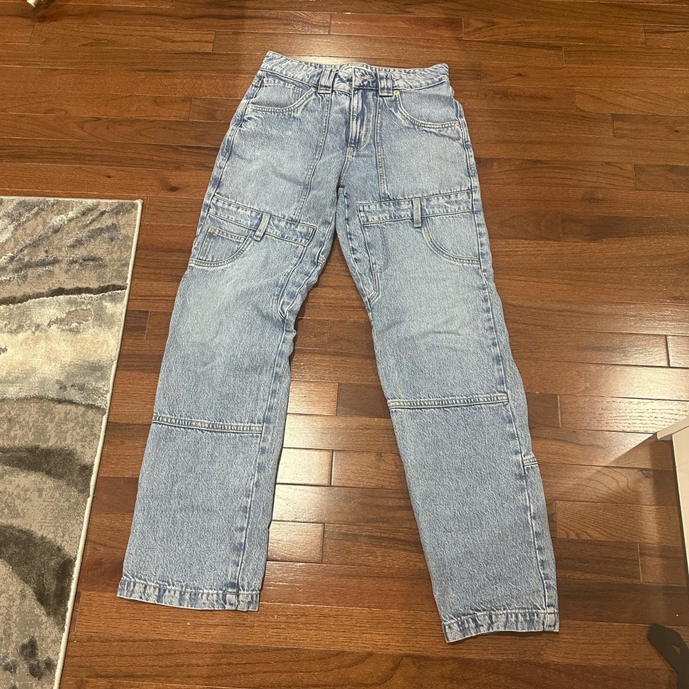 Garage Blue Straight Leg Jeans with Vintage Finish